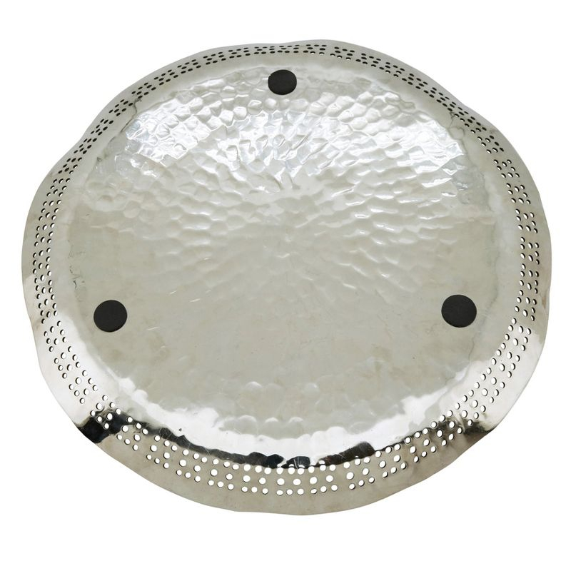 Saro Lifestyle Hole Punched Metal Charger Plates (Set of 4), Silver, 14" Round