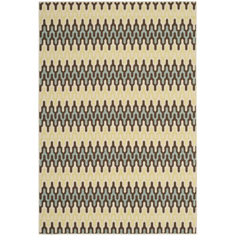 Hampton HAM518 Indoor/Outdoor Machine Made Accent Rug - 2'7"x5' - Light Blue/Green - Safavieh