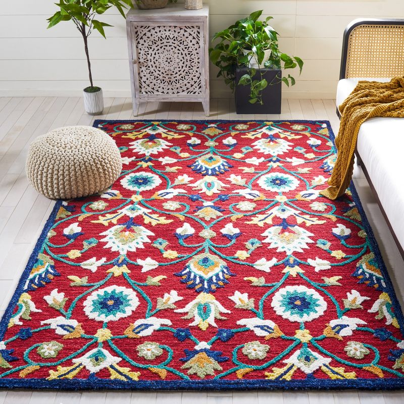 Blossom BLM562 Hand Tufted Area Rug - Red/Ivory - 8'x10' - Safavieh.