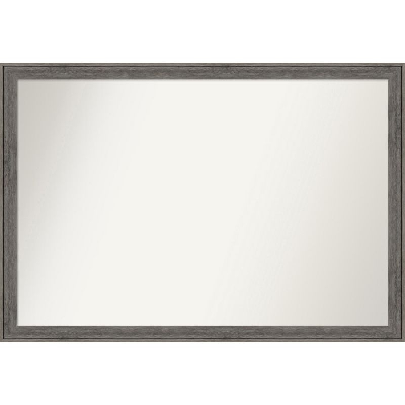 Amanti Art Regis Barnwood Grey Narrow Non-Beveled Wood Bathroom Wall Mirror 26.5 x 38.5 in.