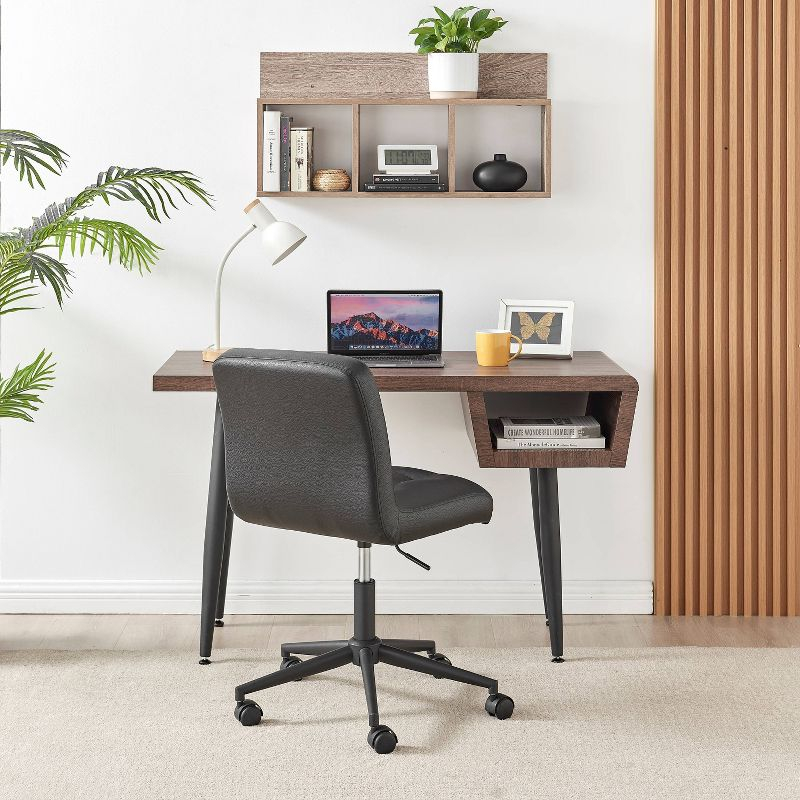 Danya B. 31.5" x 15.7" Modern 3 Cube Floating Wall Shelf with Display Ledge Weathered Oak: Laminated MDF, Iron Hardware