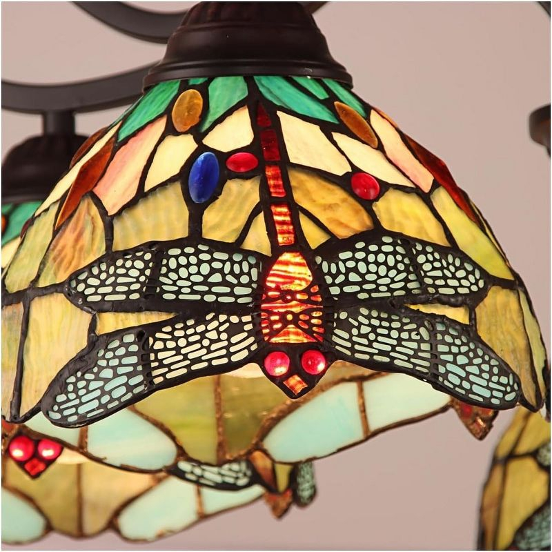 Chloe Lighting Empress Dragonfly Tiffany-Style Dark Bronze 5 Light Large Chandelier 27 Inch Wide