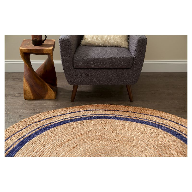 8' Round Beige/Midnight Kerala Area Rug Round - Anji Mountain