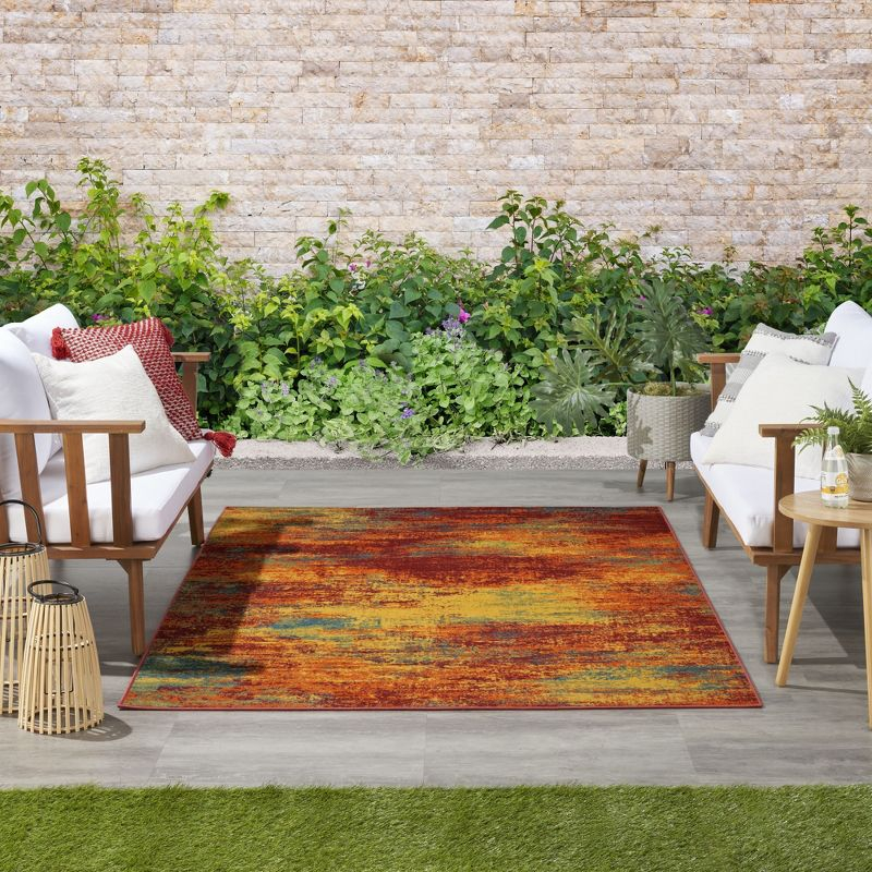 Nourison Essentials Abstract Indoor Outdoor Rug Flame 4' x 6'