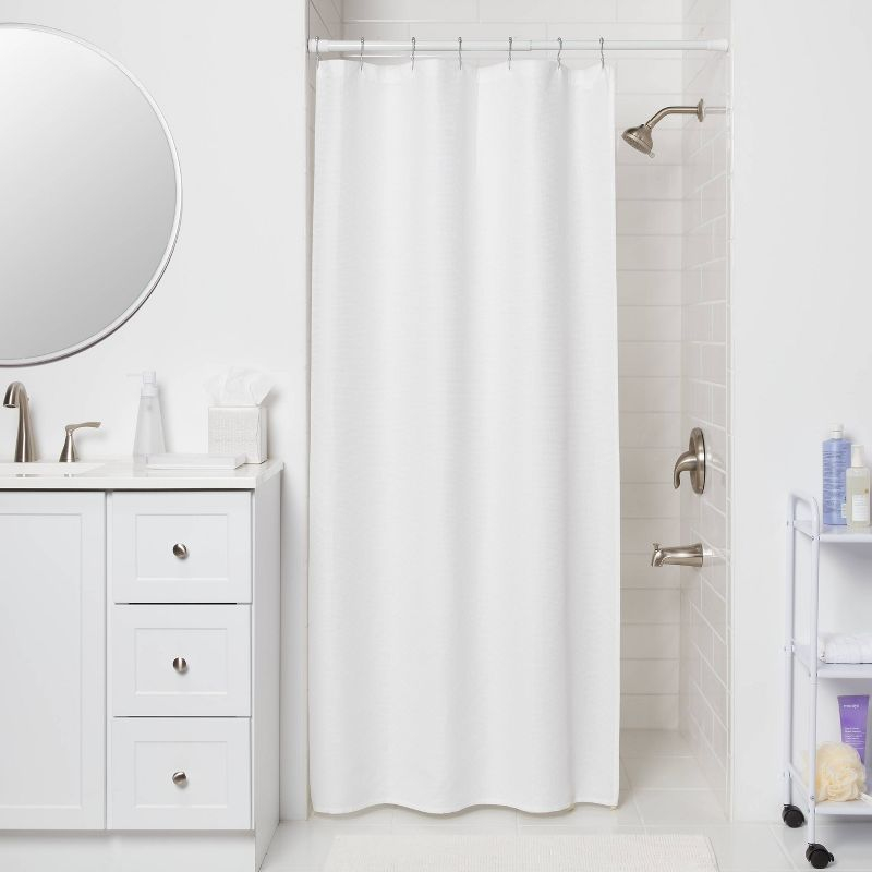 Tension Rod Stall White - Room Essentials™: Adjustable Metal Shower Curtain Rod, Powder-Coated Finish, 24"-40" Length