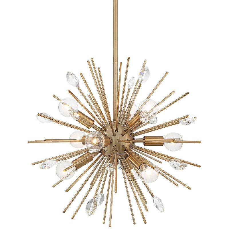 Possini Euro Design Janae Warm Gold Sputnik Chandelier 18" Wide Modern Crystal 9-Light Fixture for Dining Room House Foyer Kitchen Island Entryway