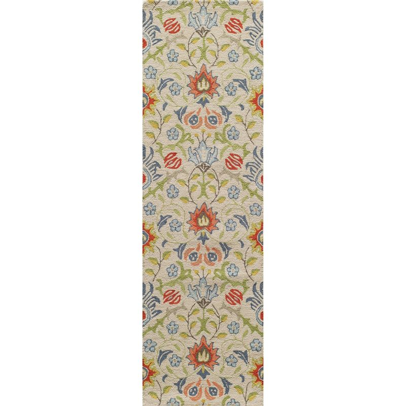 2'3"x8' Runner Ashlei Floral Rug Beige - Momeni: Wool, Hand-Carved, Tufted, Botanical Pattern, Indoor Use