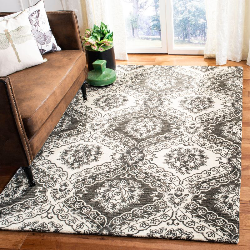 Blossom BLM601 Hand Tufted Area Rug - Charcoal/Ivory - 5'x8' - Safavieh.