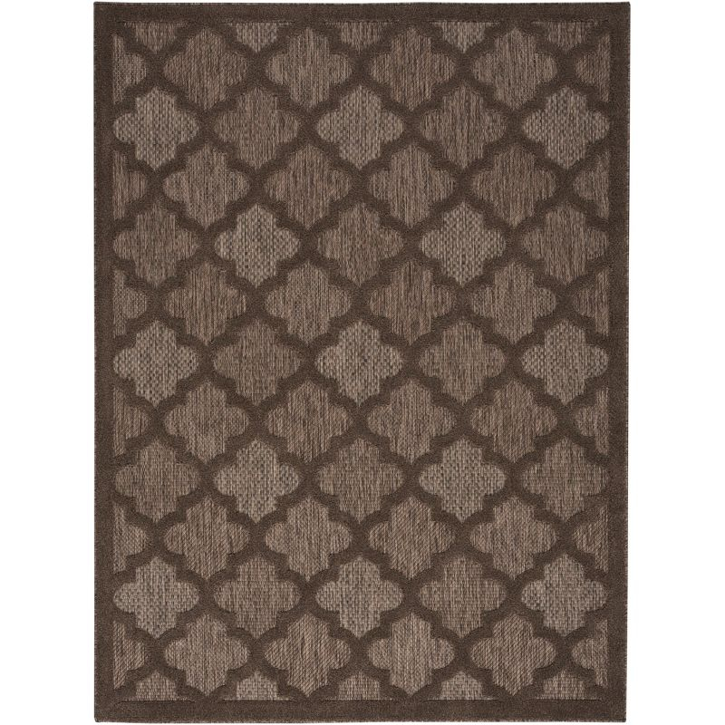 Nourison Easy Care Trellis Flatweave Indoor Outdoor Area Rug 6' x 9' Brown