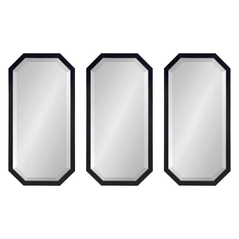 Kate & Laurel All Things Decor 3pc Laverty Wall Mirror Set Black : Octagon Shape, Modern Style, No Assembly Required