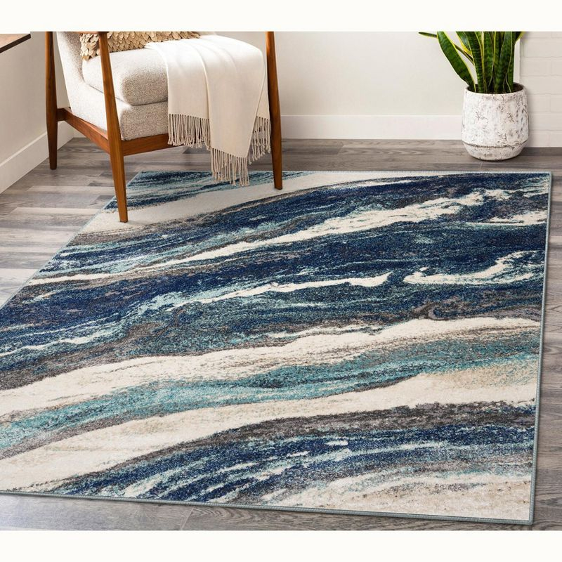 Luxe Weavers Modern Abstract Marble Area Rug, Blue 8x10