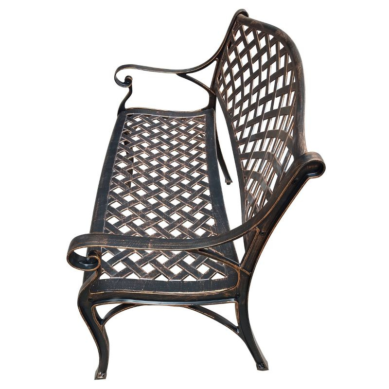 Modern Aluminum Patio Bench - Bronze - Oakland Living: Weather-Resistant, Powder-Coated