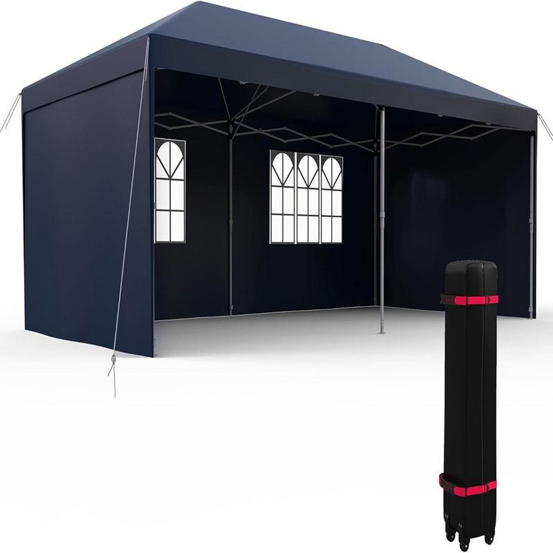 Garvee 10x20ft Pop Up Outdoor Canopy Tent with Removable Sidewalls,Patented One-Push Tent with Wheeled Bag,Uv Resistant & Waterproof,Navy Blue