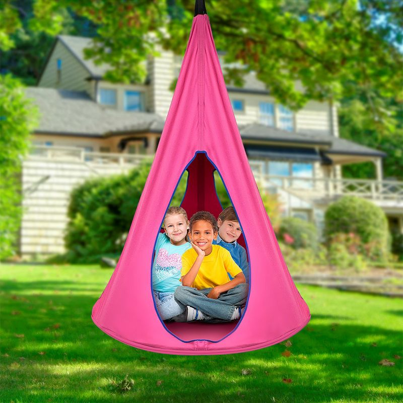 Sorbus Pink Kids Nest Swing - Tree Tent Sensory Swing for Kids Indoor Outdoor Use - 250lbs