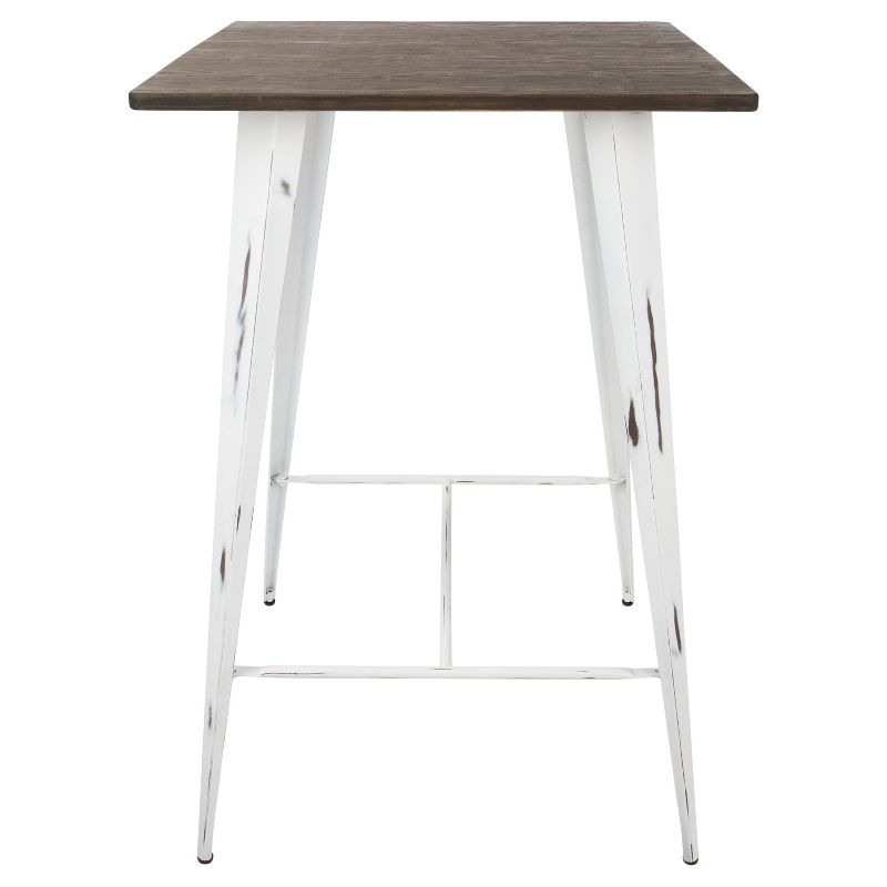 Oregon Bar Height Table with Vintage White Frame/Espresso Wood - LumiSource