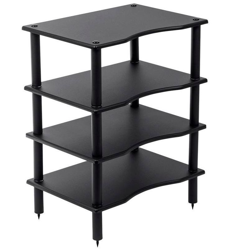 Monolith 4 Tier/Shelf Audio Stand - Black | Open Air Storage, Modular Design, Sturdy, Compatible With Bose, Polk, Sony, Yamaha, Pioneer and others