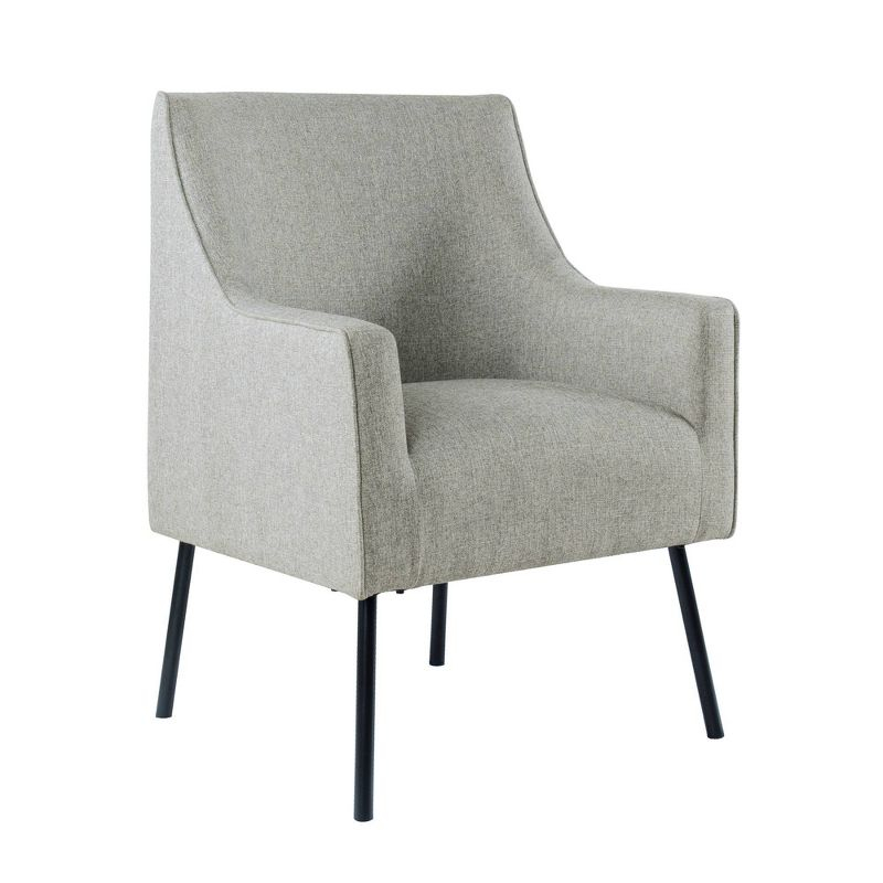Modern Accent Chair Gray Woven - HomePop: Upholstered, Metal Legs, Matte Black Finish
