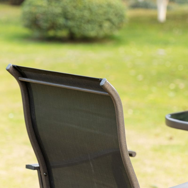 Outsunny Set of 2 Outdoor Swivel Bar Stools with Armrests, Bar Height Patio Chairs with Steel Frame for Balcony, Poolside, Backyard, Black