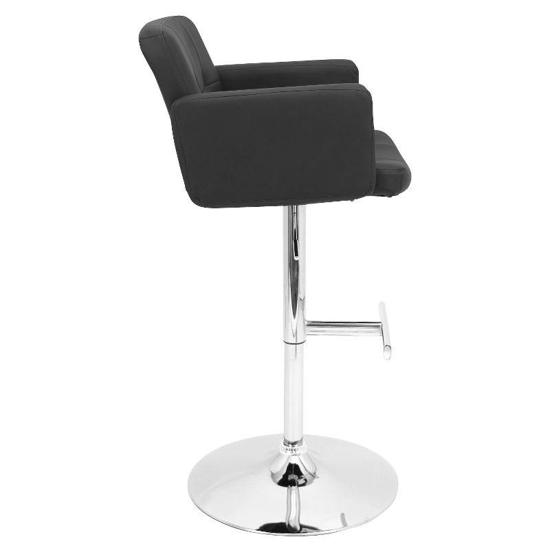 32" Stout Barstool Metal Black - LumiSource: Chrome Base, Adjustable, Swivel, Upholstered