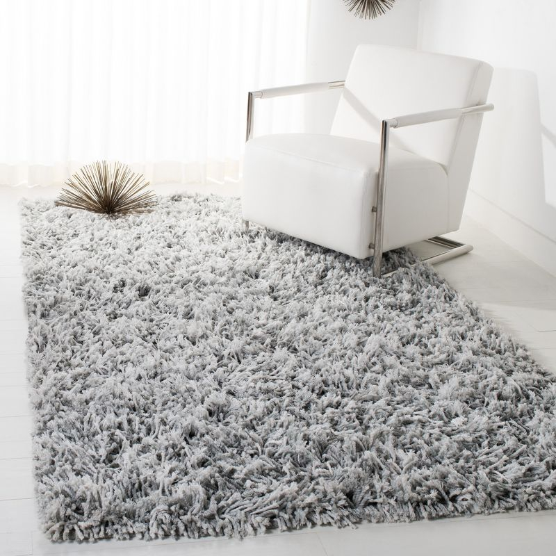 Rio Shag SG960 Hand Loomed Indoor Area Rug - Grey/Ivory - 5'x8' - Safavieh