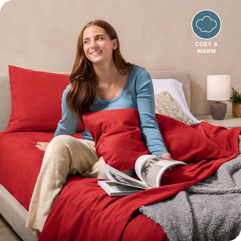 King Red Polar Fleece Sheet Set by Bare Home