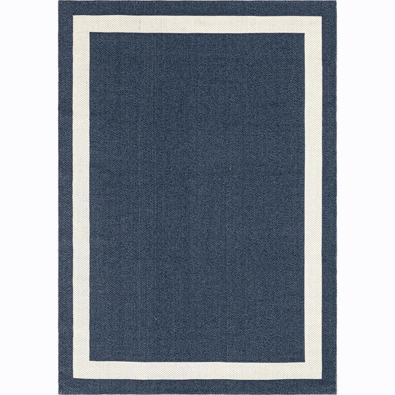 Unique Loom Decatur Collection Area Rug - Border (6' 4" x 9' Rectangle Navy Blue/Ivory)