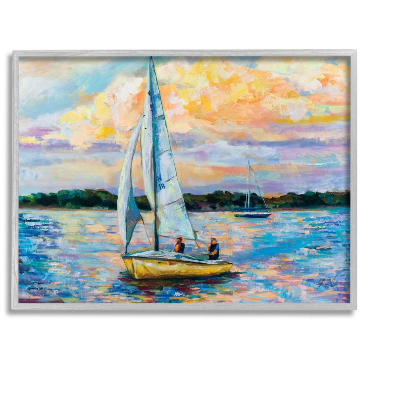 Stupell Industries Vivid Nautical Sailboat Landscape Framed Giclee Art, 11 x 14