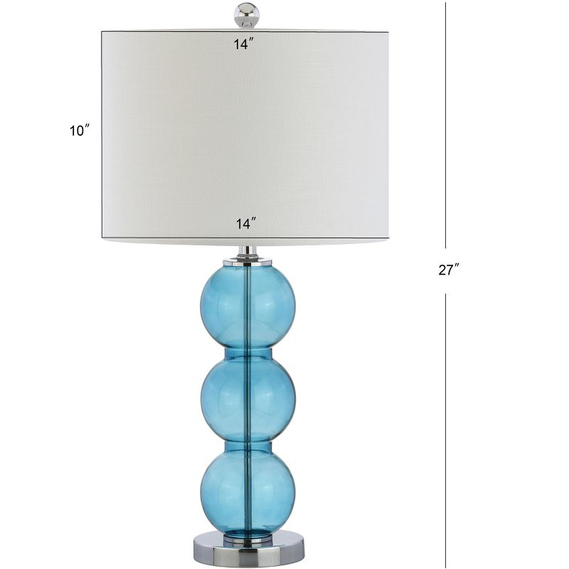 JONATHAN Y Bella 27" Glass Triple-Sphere LED Table Lamp, Sky Blue/Chrome (Set of 2)