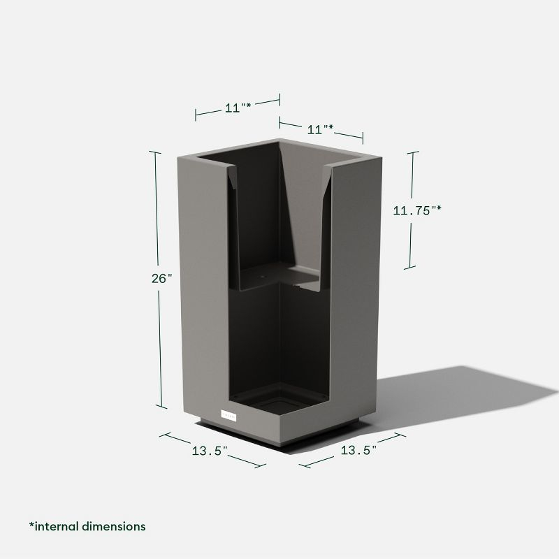 Veradek Block Series Pedestal Short 26" Plastic Planter - Gray