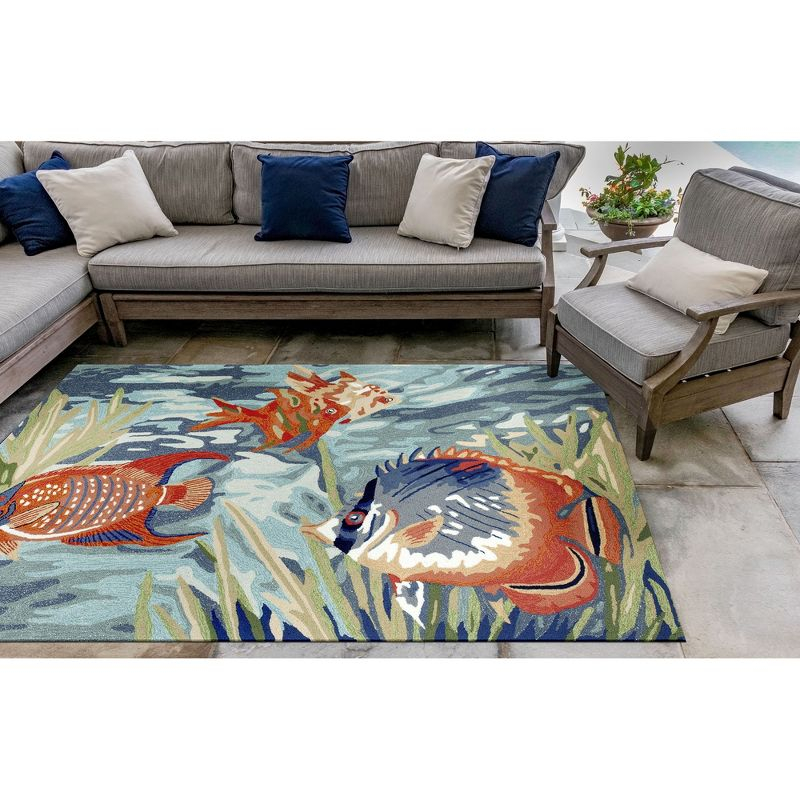 Liora Manne Ravella Tropical Fish Indoor/Outdoor Rug Ocean 7'6" x 9'6"