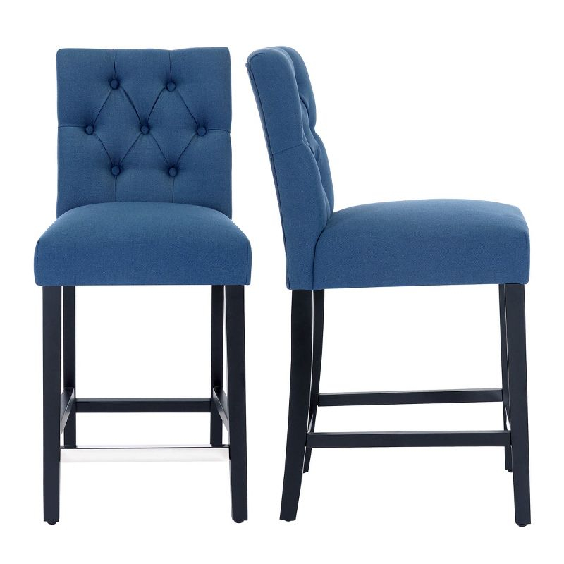 WestinTrends 24" Linen Fabric Tufted Counter Stool (Set of 2), Tea