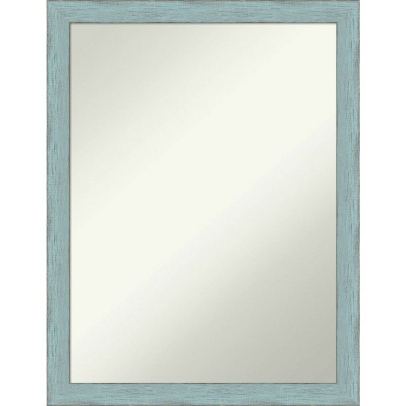 20" x 26" Non-Beveled Sky Blue Rustic Wood Bathroom Wall Mirror - Amanti Art: Rectangle Vanity Decor with Mounting Hardware