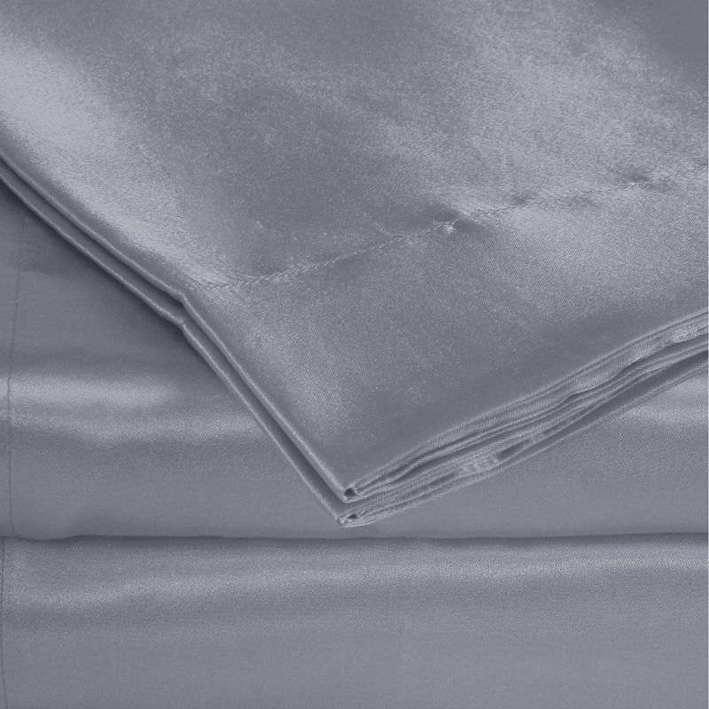 Queen Satin Sheet Set Silver - Belles & Whistles