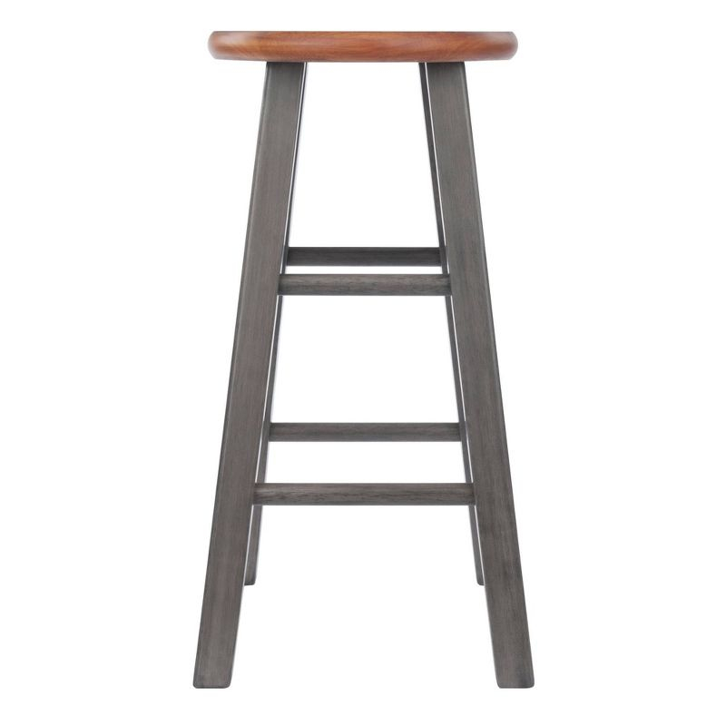 24" Ivy Counter Height Barstool Rustic Teak Brown - Winsome: Solid Wood, No Assembly, 220lb Capacity