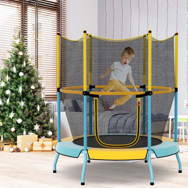 Costway 48" Toddler Trampoline for Kids with Safety Enclosure Net Heavy-duty Frame Yellow