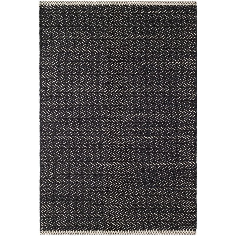 Herringbone Black Handwoven Cotton Rug