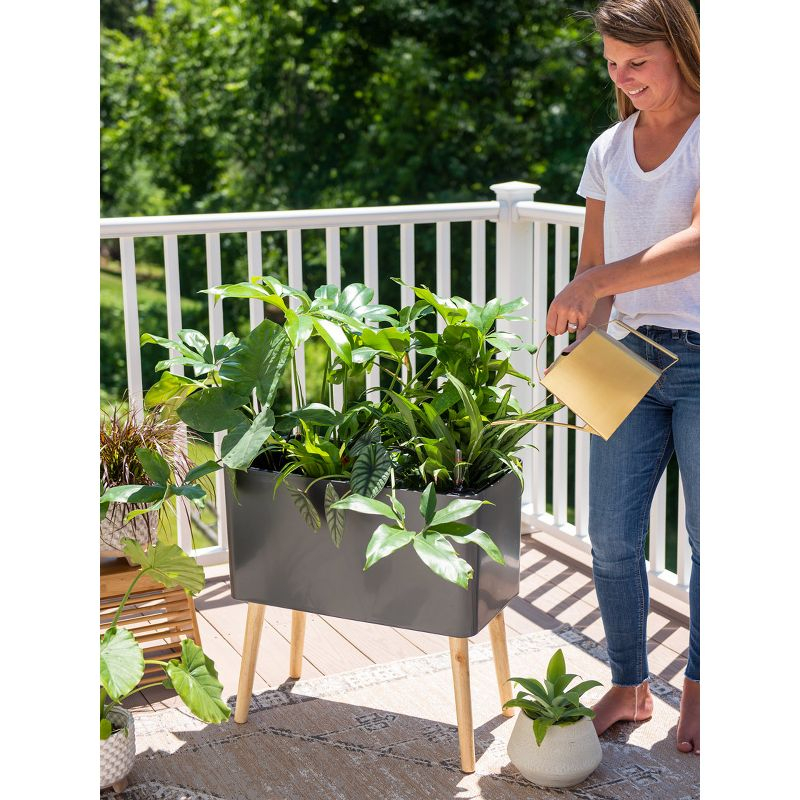 Ava Self-Watering Rectangular Planter - white