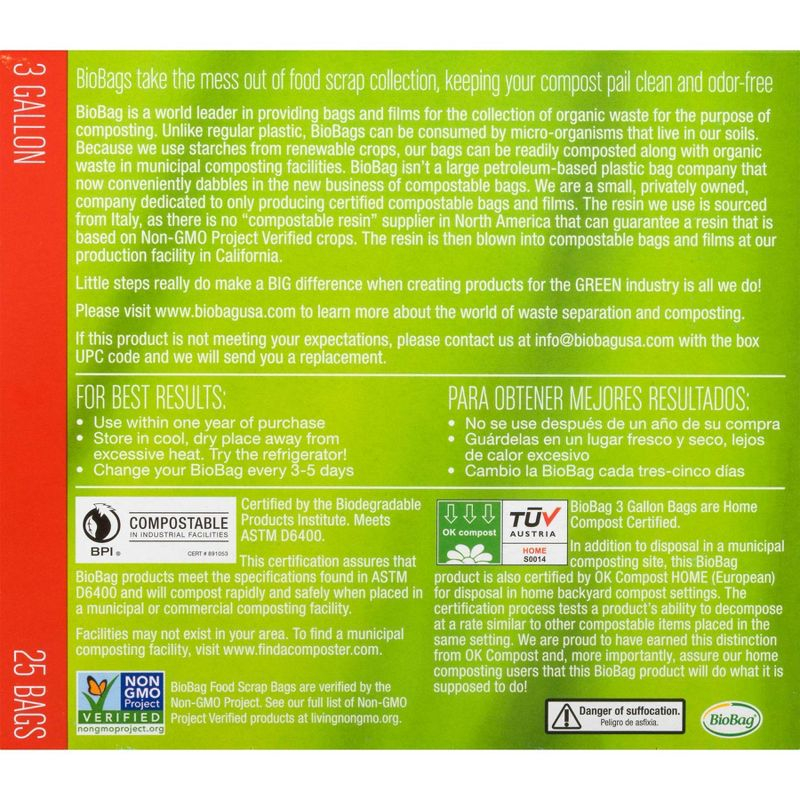 BioBag Compostable Food Trash Bags - Small - 25ct/3gal