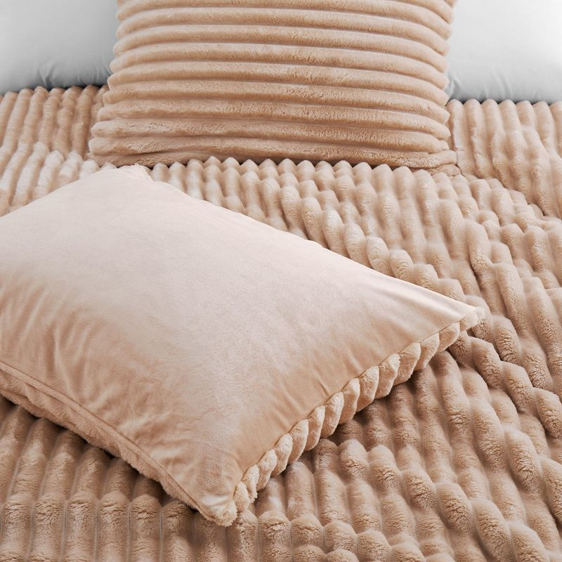 Peace Nest Flannel Fleece Plush Fuzzy Comforter Set Fluffy Bedding Set with 2 Pillowcases, Camel, Queen