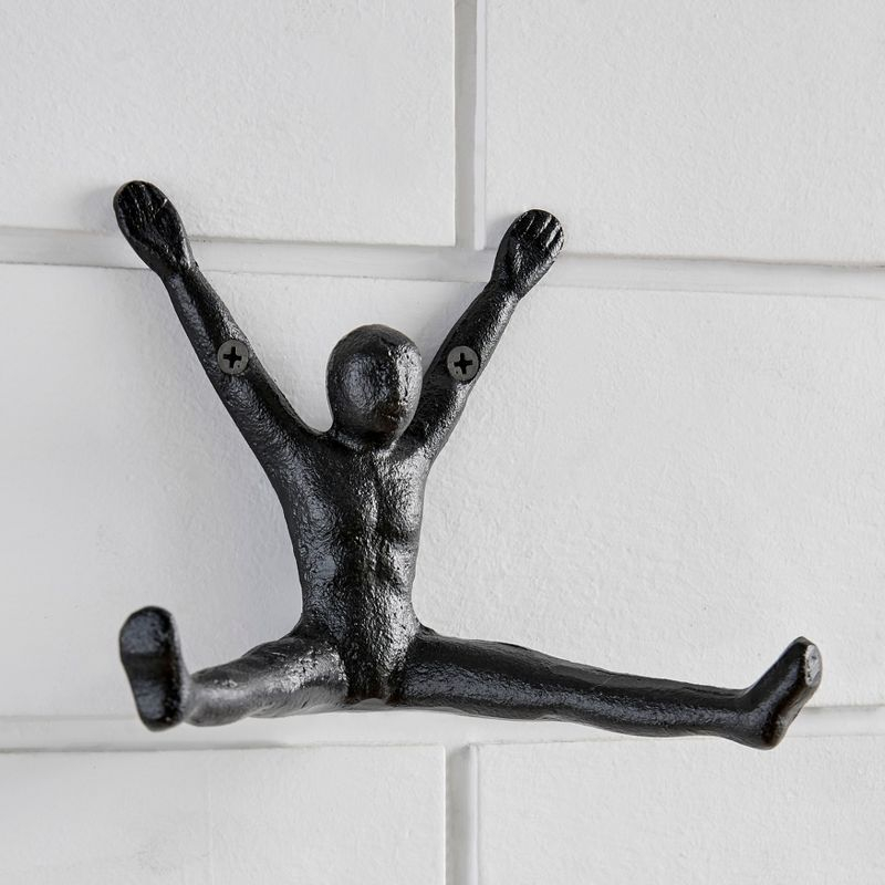 Danya B Athlete Sculpture Cast Iron Wall Mount Double Hook (Set of 2) - Black