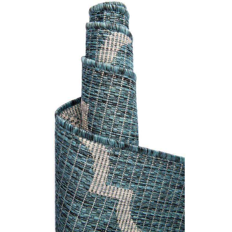 Unique Loom 8' 0 x 11' 4 Rectangle Indoor/Outdoor Trellis Teal Area Rug