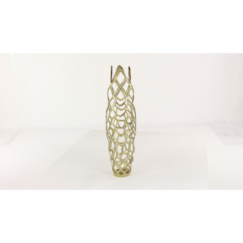 Olivia & May 31" x 9" Eclectic Woven Net-Inspired Aluminum Vase Gold - Indoor Contemporary Amphora Design