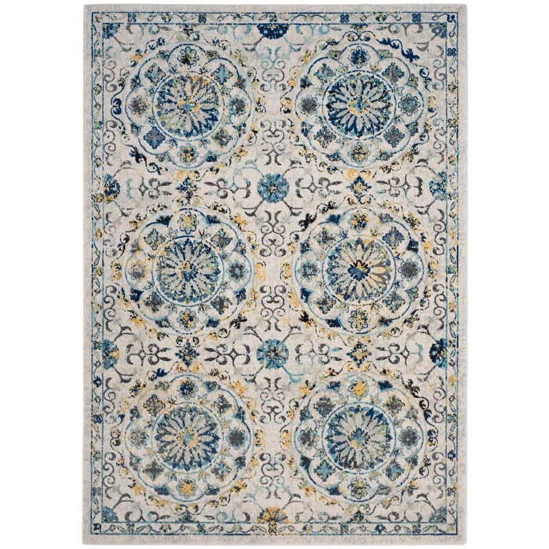 Evoke EVK252 Power Loomed Area Rug - Ivory/Blue - 6'7"x9' - Safavieh.