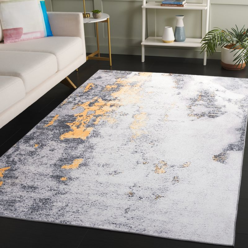 Tacoma TAC803 Power Loomed Machine Washable Area Rug - Grey/Gold - 5'x8' - Safavieh.