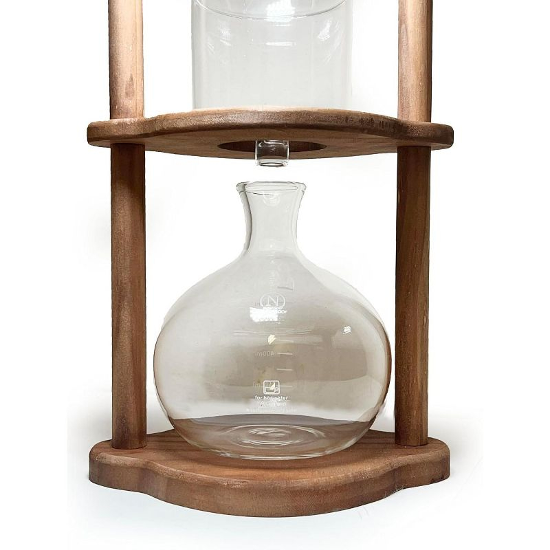Nispira Cold Brew coffee Maker Ice Coffee Drip Machine with Advanced Slow Drip Technology Borosilicate Glass with Wood Tower, 6-8 Cup, Brown