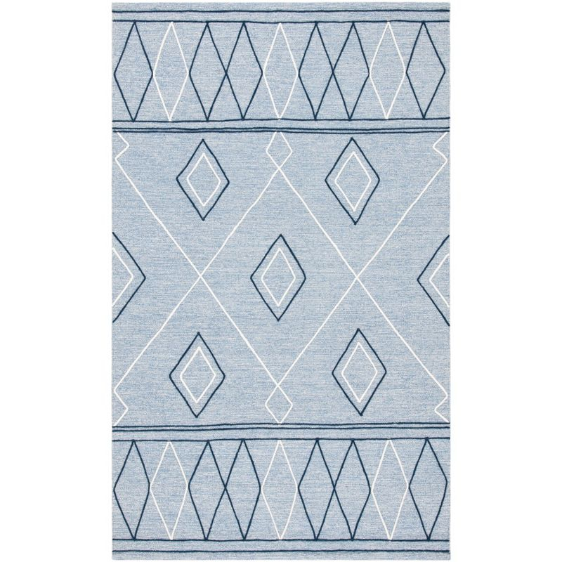 Striped Kilim STK510 Hand Woven Area Rug - Light Blue/Ivory - 3'x5' - Safavieh.
