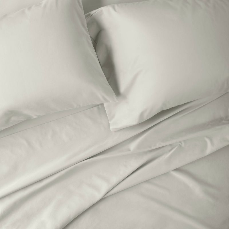 Queen 500 Thread Count Washed Supima Sateen Solid Sheet Set Natural - Casaluna™