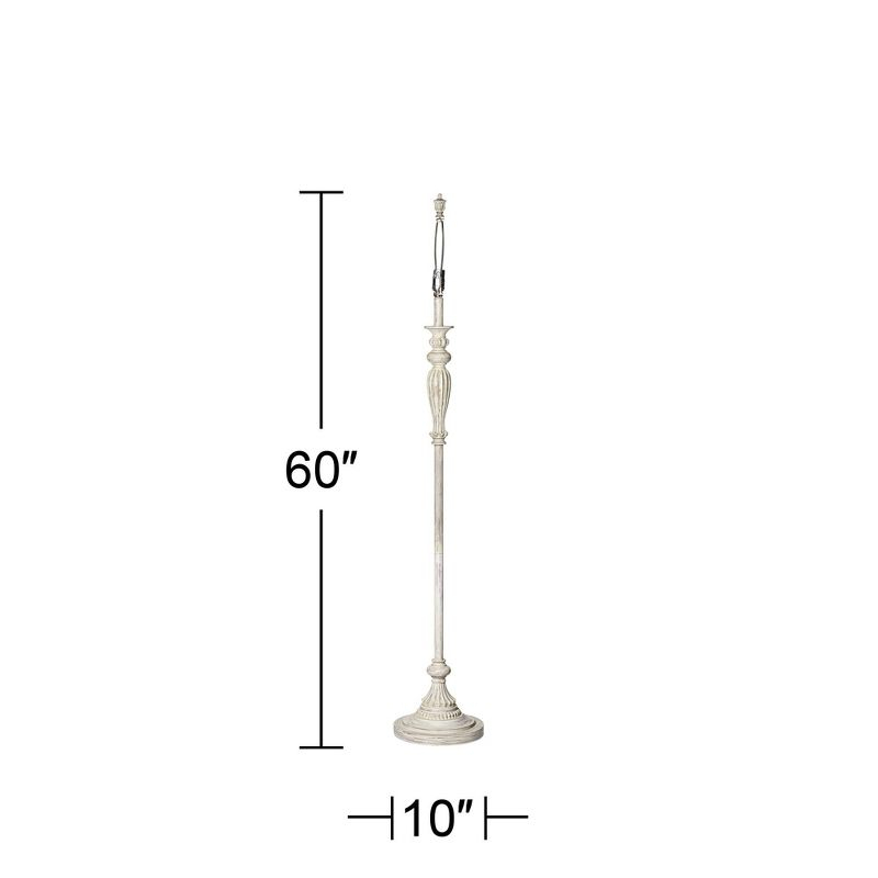 360 Lighting Vintage Shabby Chic Floor Lamp Base 60" Tall Antique White Washed for Living Room Reading Bedroom Office