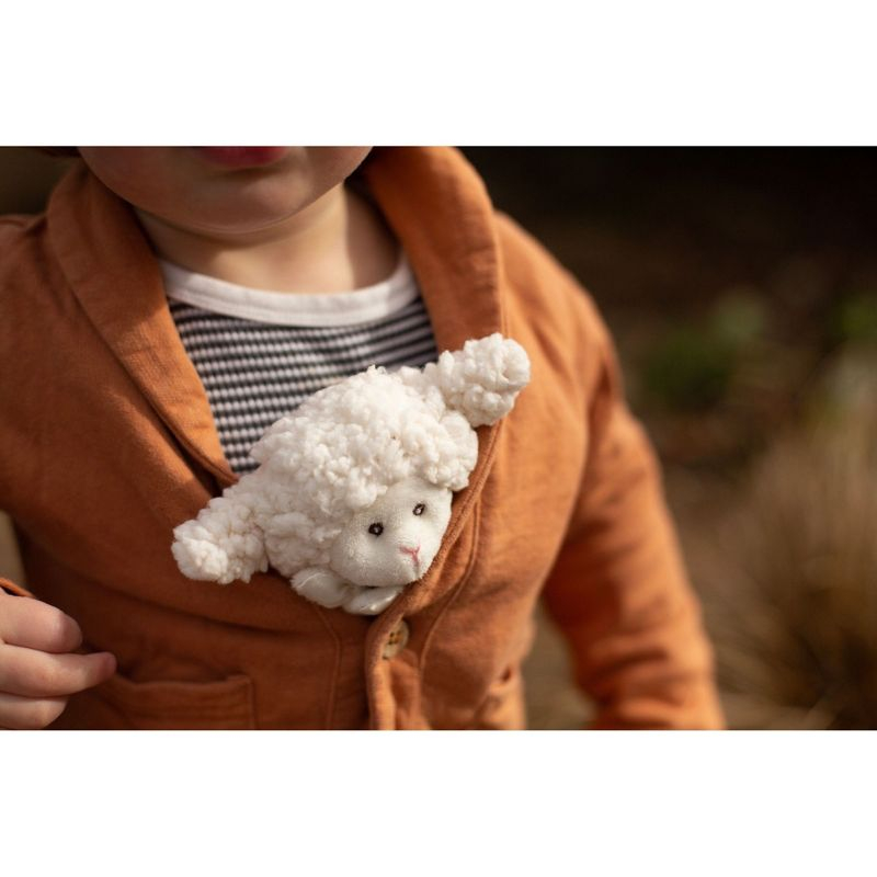 Bearington Baby Wee Lamby, 8 x 7 Inch Small Lamb Stuffed Animal, Security Blanket Baby Lovey, Baptism Gift