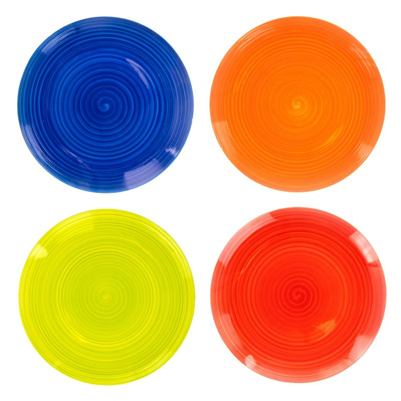 Hometrends Crenshaw 4 Piece 10.3 Inch Stoneware Dinner Plate Set in Assorted Colors